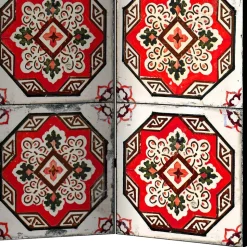 Paravent mit Kachelmuster in Rot Weiß Schwarz - Vibka