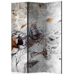 Paravent mit Kunstmotiv Sonnenblumen im Wind - Grema