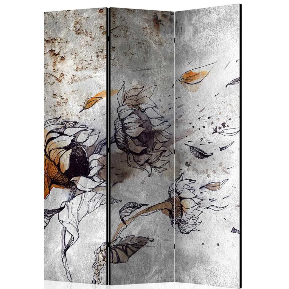 Paravent mit Kunstmotiv Sonnenblumen im Wind - Grema