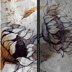 Paravent mit Kunstmotiv Sonnenblumen im Wind - Grema