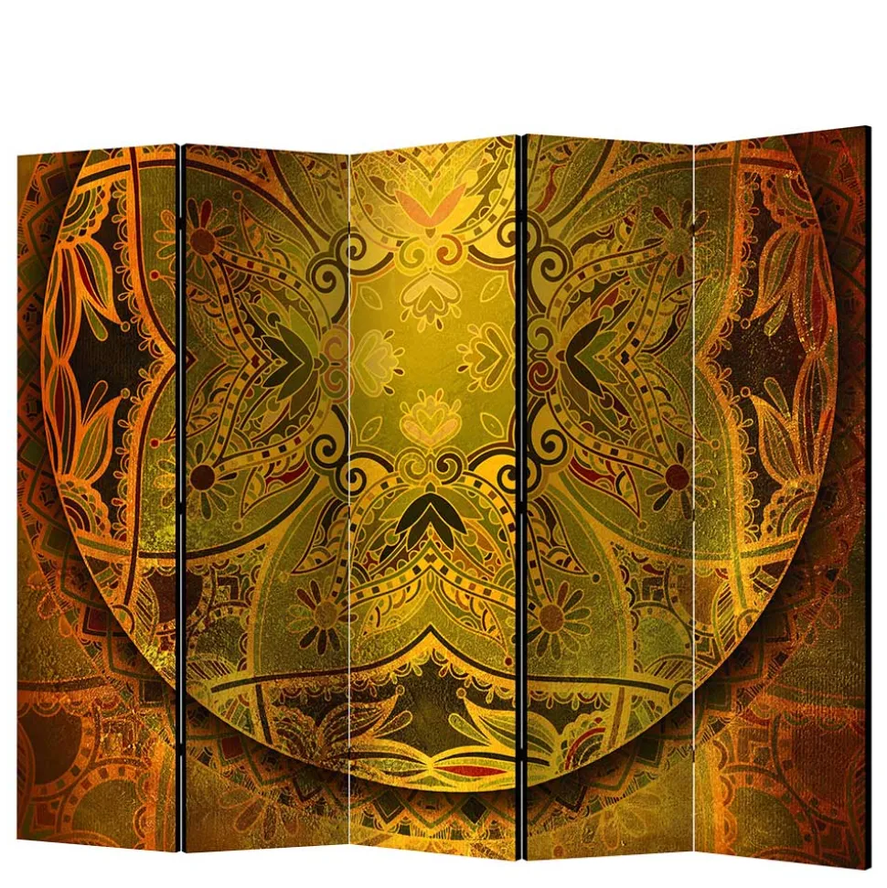 Paravent mit Mandala Motiv Goldfarben - Gabrio