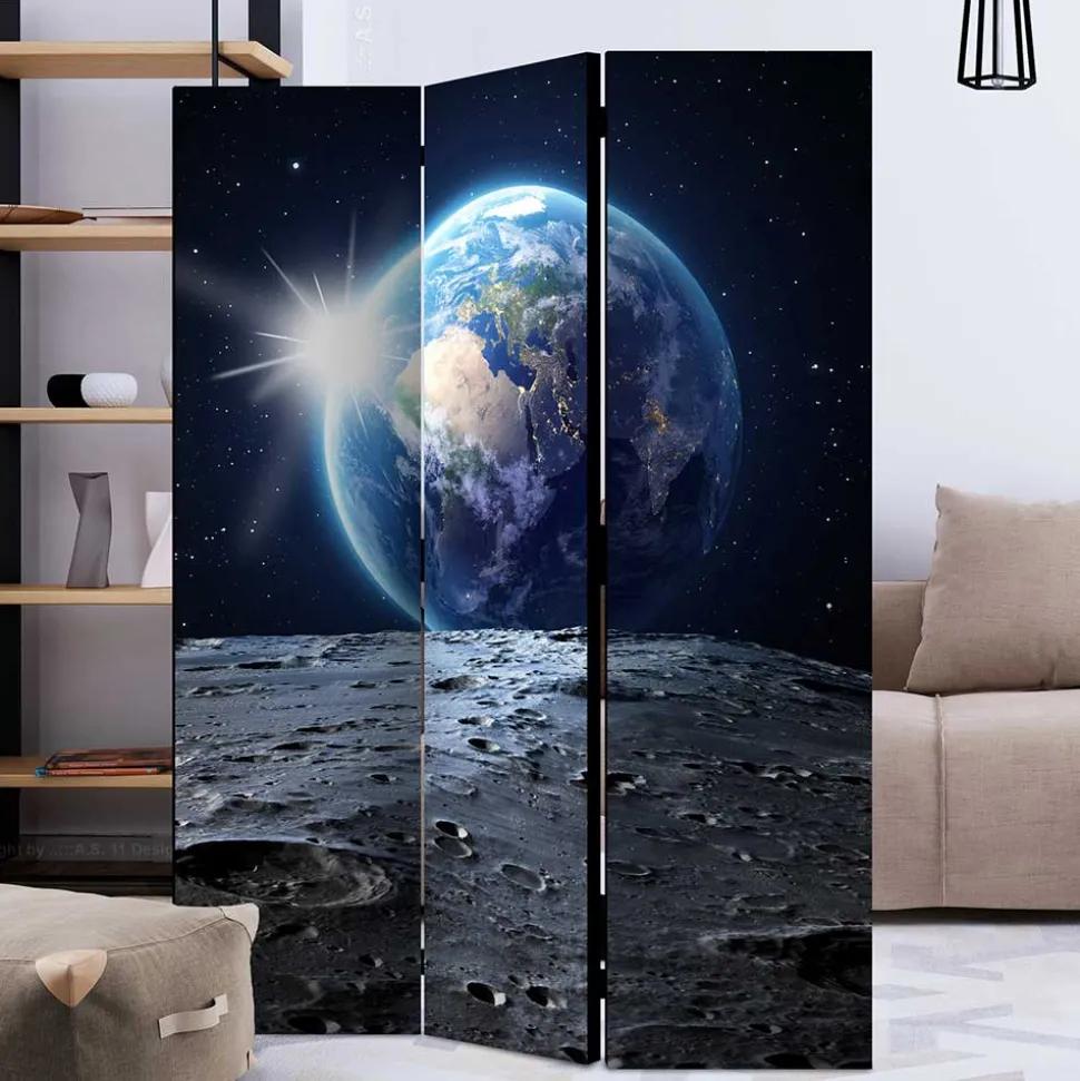 Paravent mit Mond & Erde Weltraummotiv - Laviette