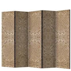 Paravent mit Ornament Muster in Beige - Ratrongo