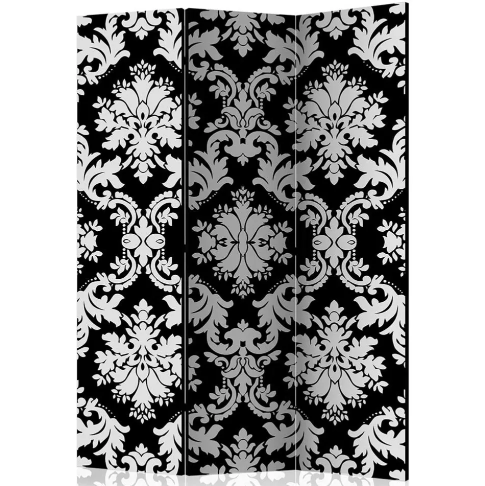 Paravent mit Ornament Muster in Schwarz Weiß - Metallin
