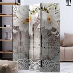 Paravent mit Vintage Motiv Paris Lilien - Crane