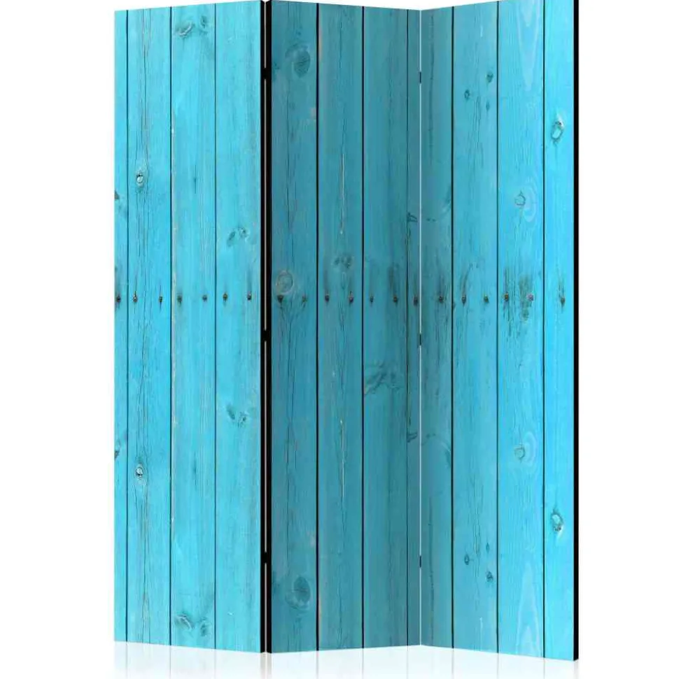 Paravent Raumtrenner Blaue Holzwand - Lomerio