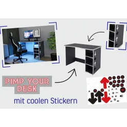 PC Schreibtisch in Anthrazit mit Weiß - Venatio