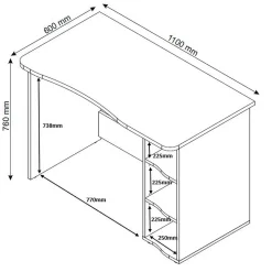 PC Schreibtisch in Anthrazit mit Weiß - Venatio