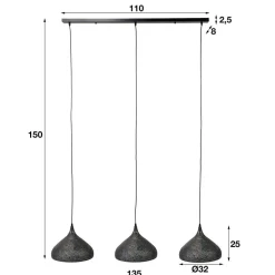 Pendelleuchte mit 3 Schirmen Trichterform Simulin aus Metall