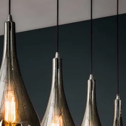 Pendelleuchte mit Glasschirmen im Tropfen Design - Zirus