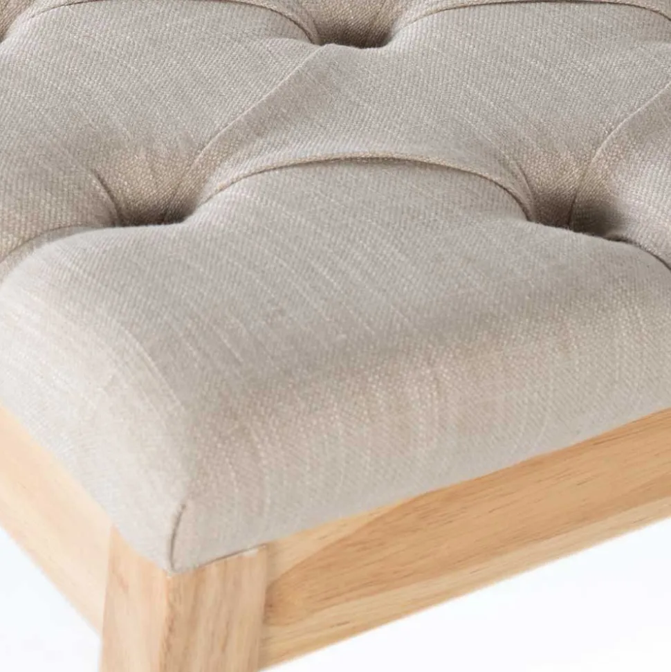 Polsterbank in Beige mit Holzgestell - Briana