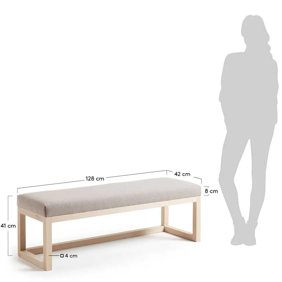 Polsterbank Materra in Beige mit Holz-Gestell