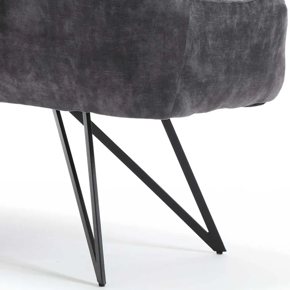 Polsterbank mit Armlehnen in Anthrazit - Mascaro