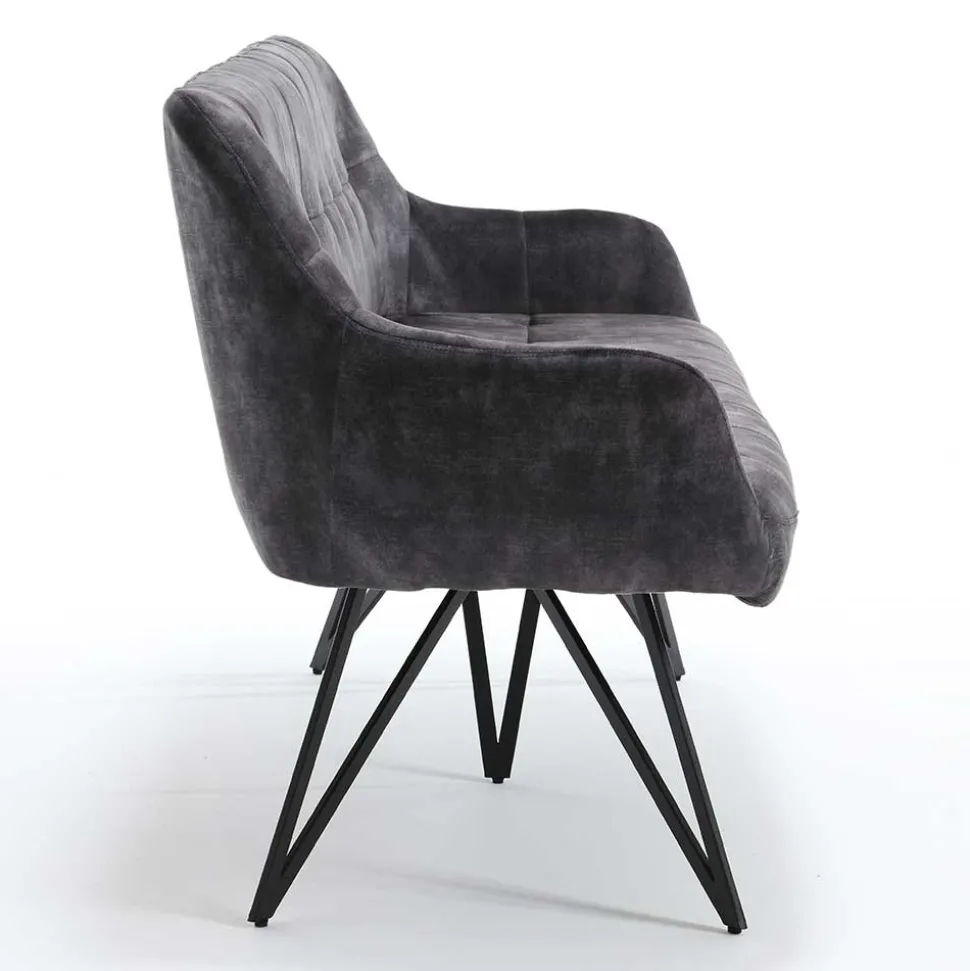 Polsterbank mit Armlehnen in Anthrazit - Mascaro