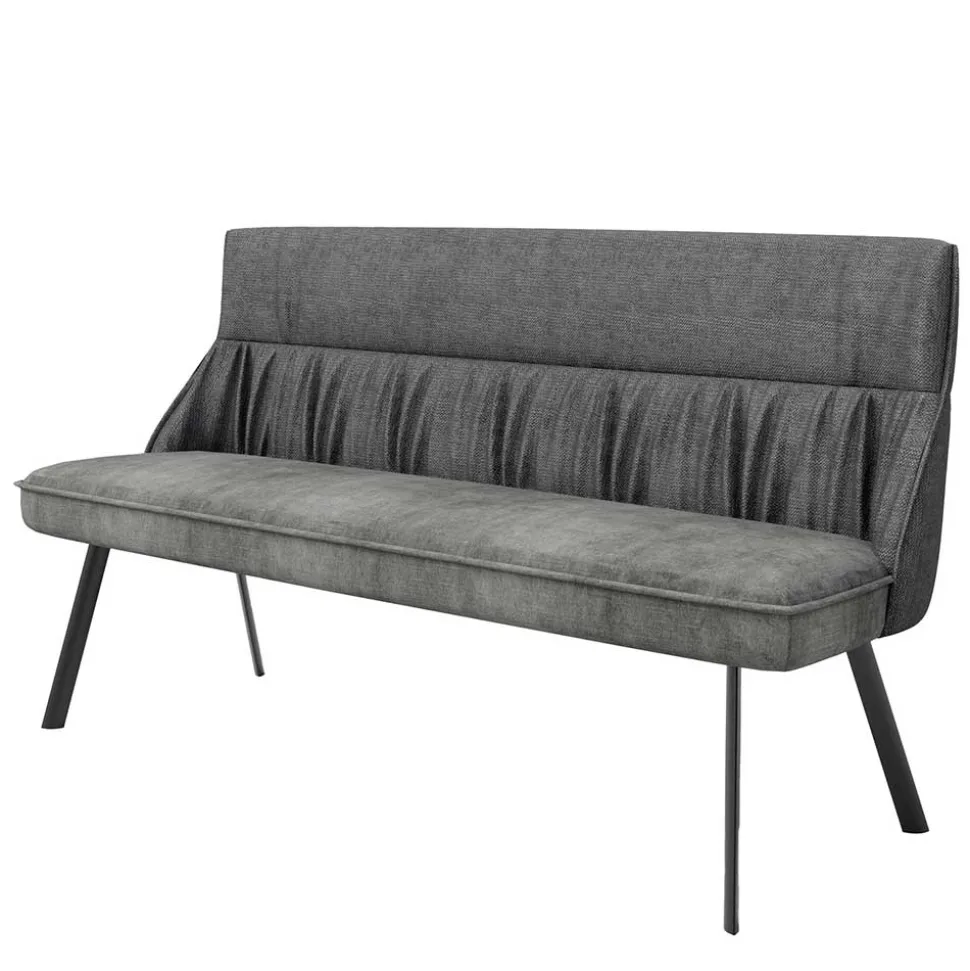 Polsterbank mit Rückenlehne in Grau - Alekona