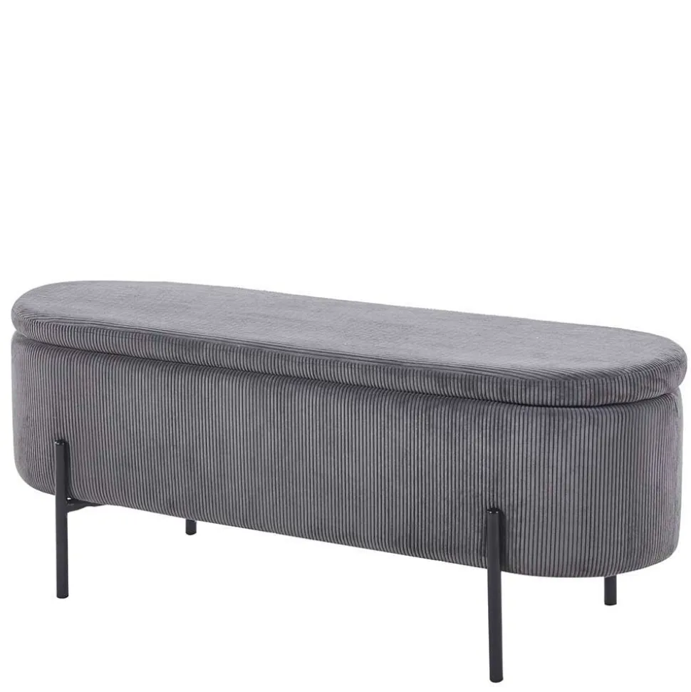 Polsterbank mit Stauraum in Grau Cord - Zavamanco