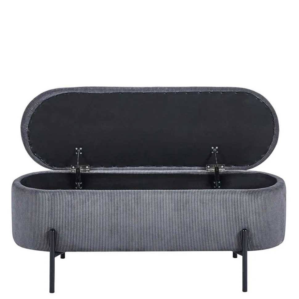 Polsterbank mit Stauraum in Grau Cord - Zavamanco