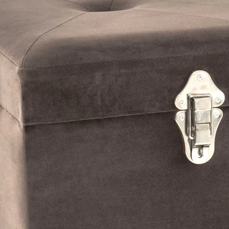 Polsterbank Truhe aus Samt in Taupe - Landhuis