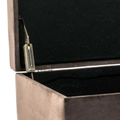 Polsterbank Truhe aus Samt in Taupe - Landhuis