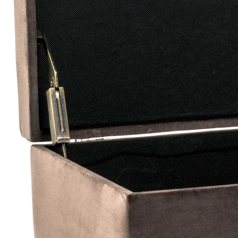 Polsterbank Truhe aus Samt in Taupe - Landhuis