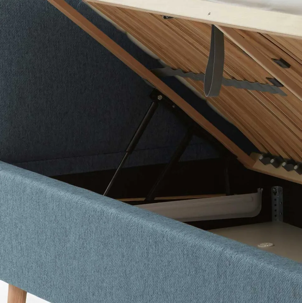 Polsterbett in Blaugrau & Eiche Natur - Grafics