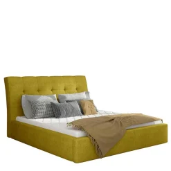 Polsterbett in Currygelb Stoffbezug - Rosiblo