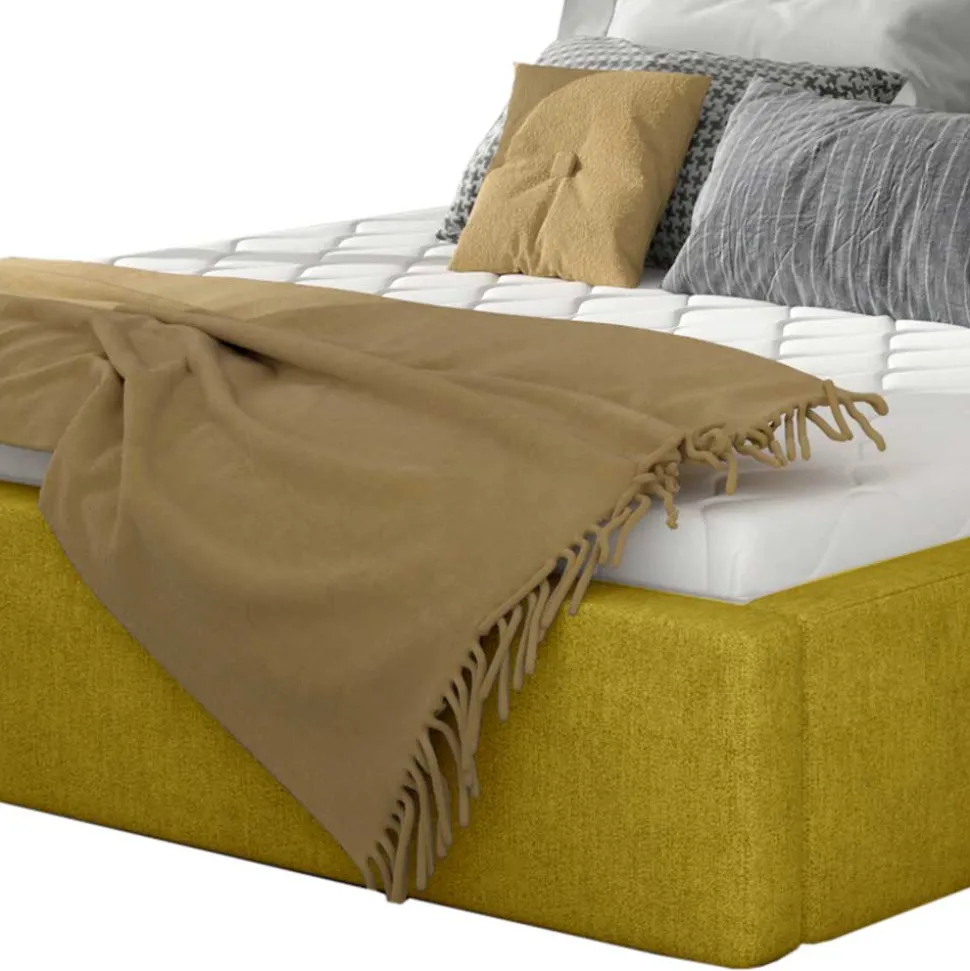 Polsterbett in Currygelb Stoffbezug - Rosiblo