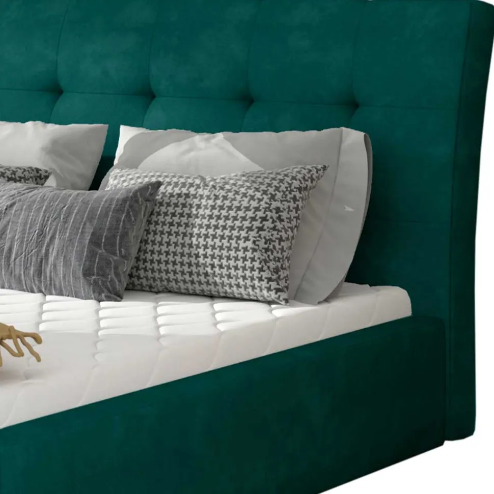 Polsterbett in Dunkelgrün Velours - Janilea