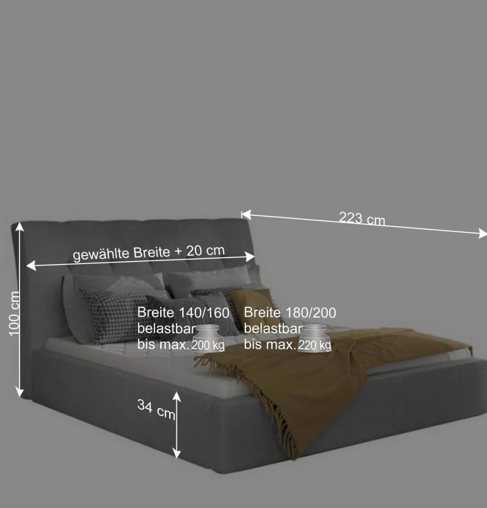 Polsterbett in Dunkelgrün Velours - Janilea