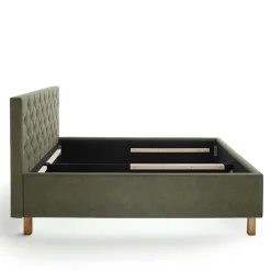 Polsterbett in Oliv Grün & Eiche - Miania