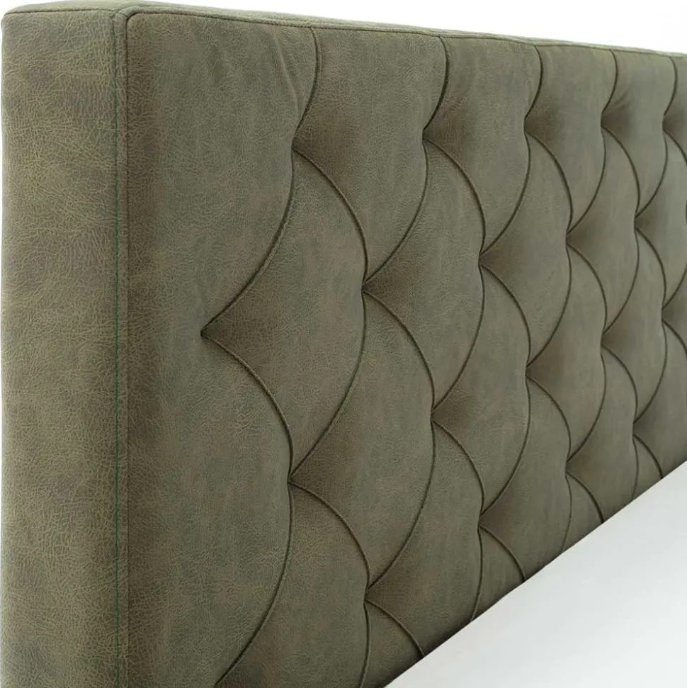 Polsterbett in Oliv Grün & Eiche - Miania