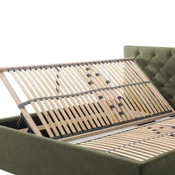 Polsterbett in Oliv Grün & Eiche - Miania