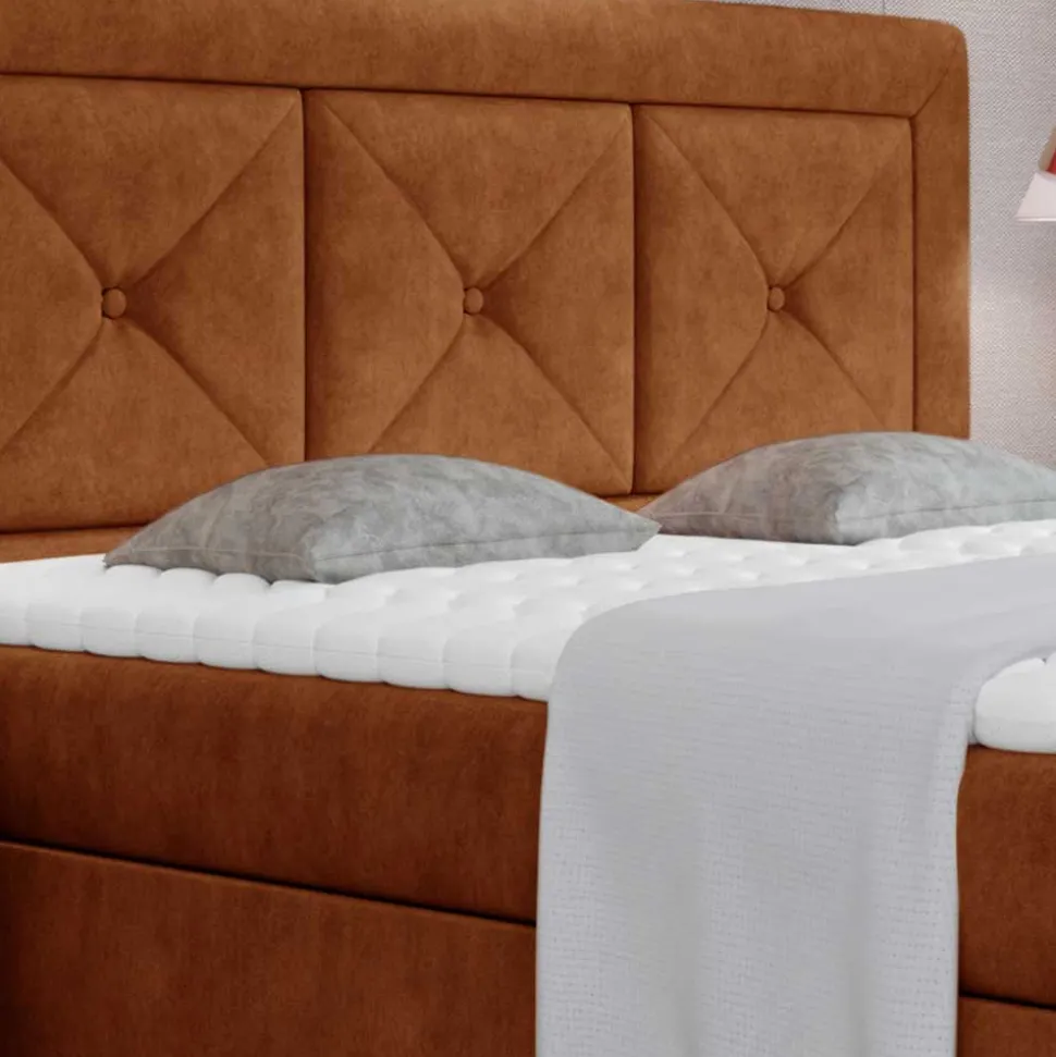 Polsterbett in Rotbraun Vintage Optik - Bogor