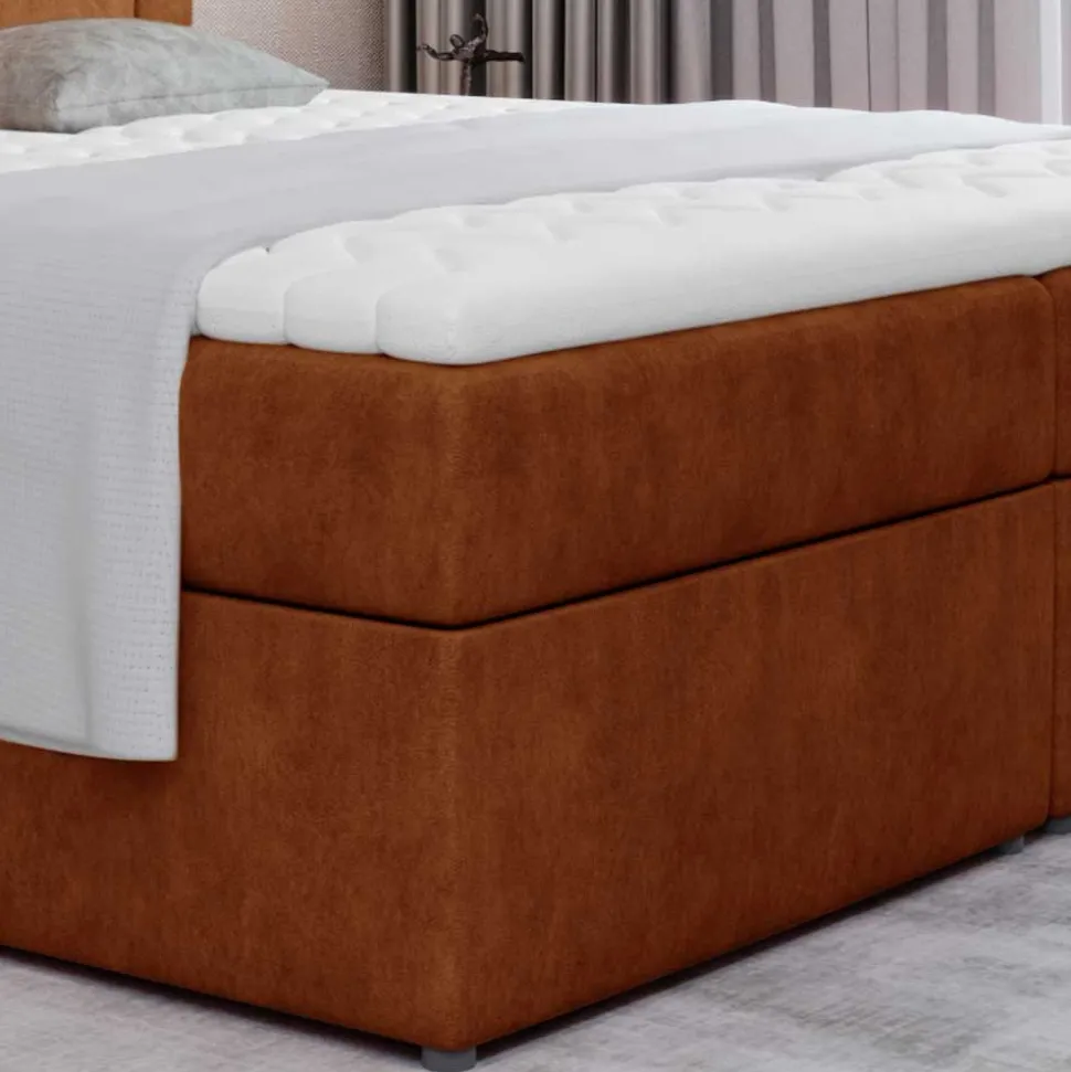 Polsterbett in Rotbraun Vintage Optik - Bogor