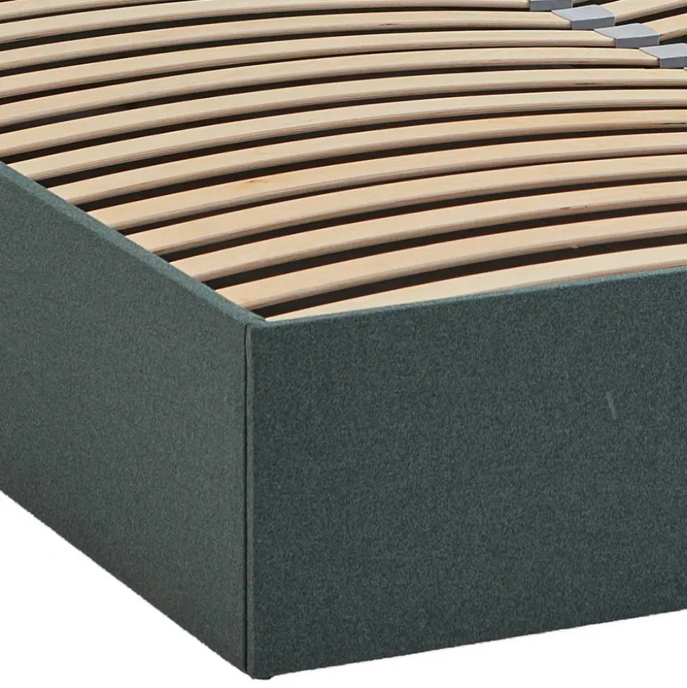 Polsterbett mit Bettkasten in Dunkelgrün - Sandja