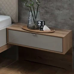 Polsterbett mit Hänge-Nachttischen - Crascanu (dreiteilig)