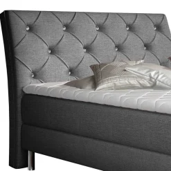 Polsterbett mit Stauraumboxen in Dunkelgrau - Horizonte