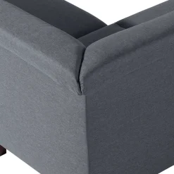 Polsterecke in Jeansblau mit Nussbaum - Ilea