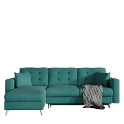 Polsterecke mit Schlaffunktion in Grün Samt - Mingo