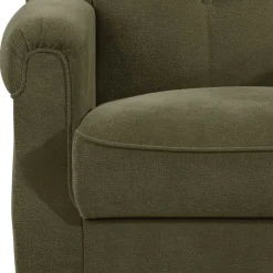 Polstergarnitur in Dunkelgrün Flockstoff - Ramira (dreiteilig)