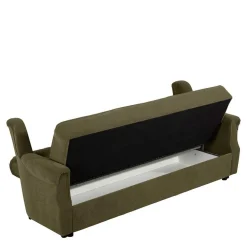 Polstergarnitur in Dunkelgrün Flockstoff - Ramira (dreiteilig)