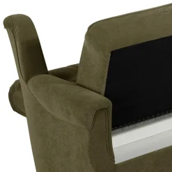 Polstergarnitur in Dunkelgrün Flockstoff - Ramira (dreiteilig)