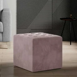 Polsterhocker in Altrosa - matter Samt - Gazonia