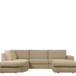 Polsterhocker in Beige Webstoff - 98x44x90 cm - Barocara