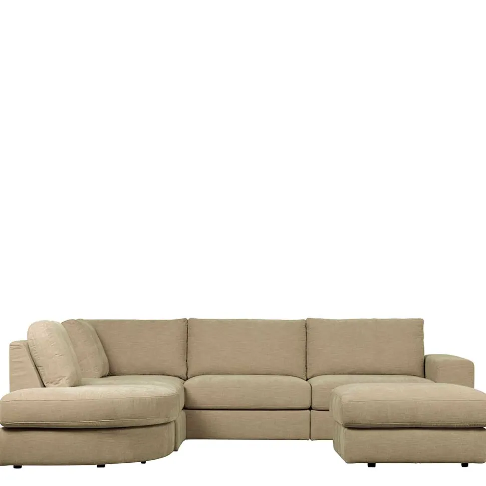 Polsterhocker in Beige Webstoff - 98x44x90 cm - Barocara