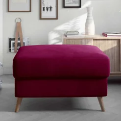 Polsterhocker in Bordeaux Rot Samt - Delphima