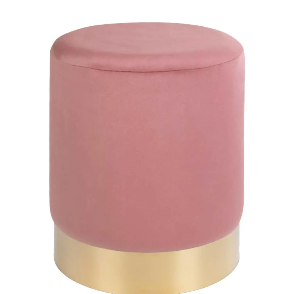 Polsterhocker in Rosa & Messingfarben - Ontentas