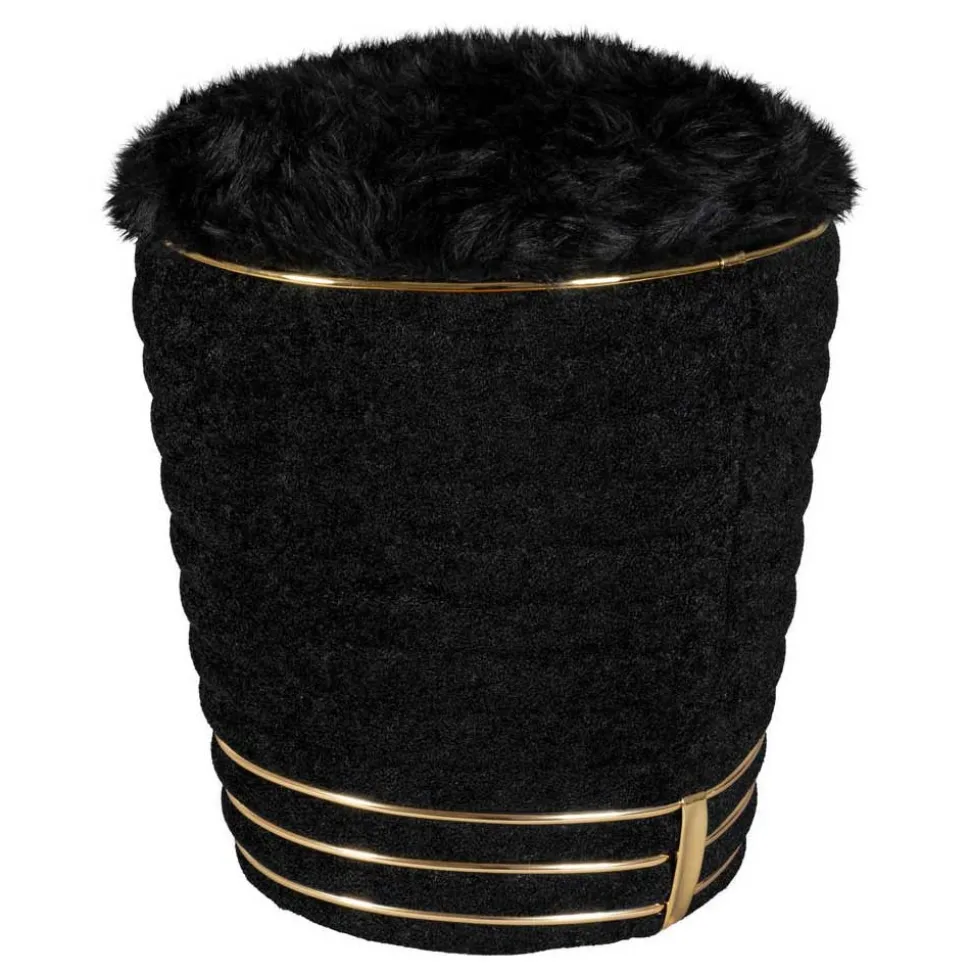 Polsterhocker in Schwarz mit Gold - Velsamos