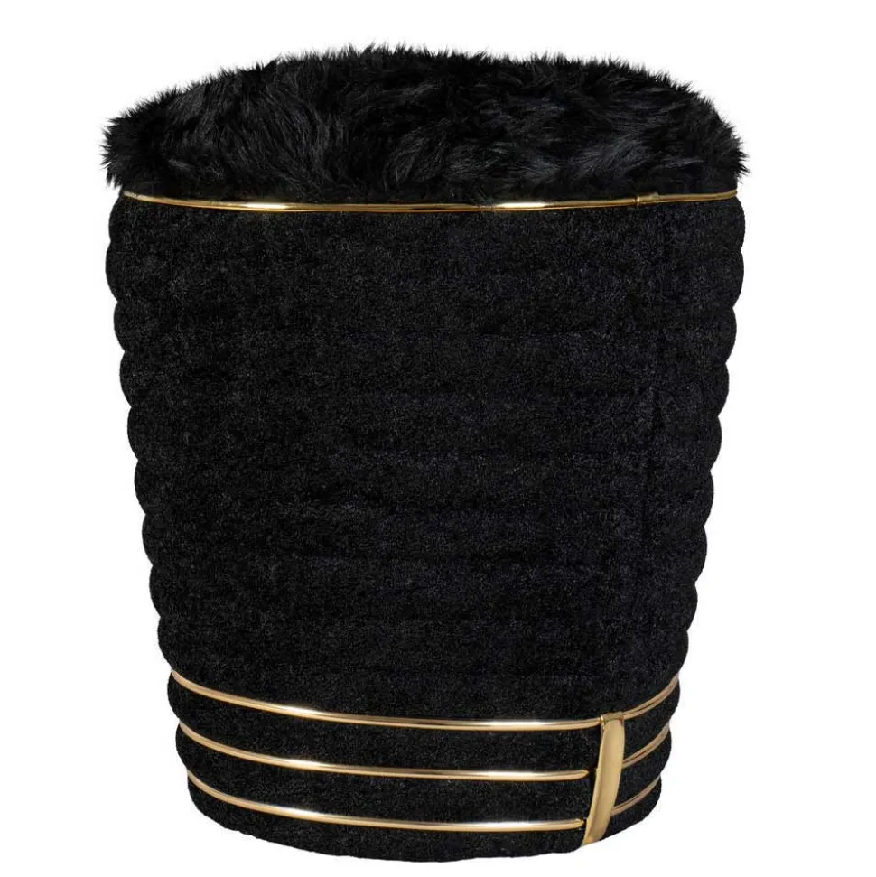 Polsterhocker in Schwarz mit Gold - Velsamos