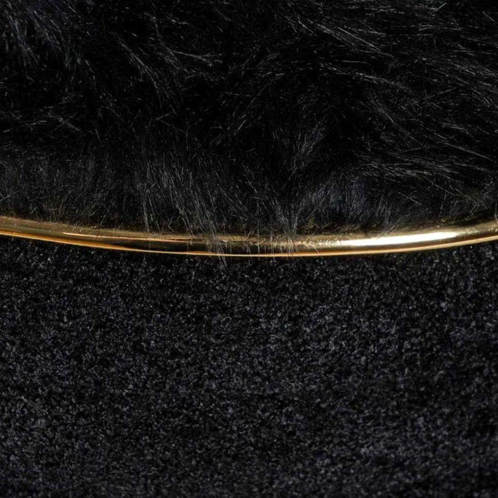 Polsterhocker in Schwarz mit Gold - Velsamos